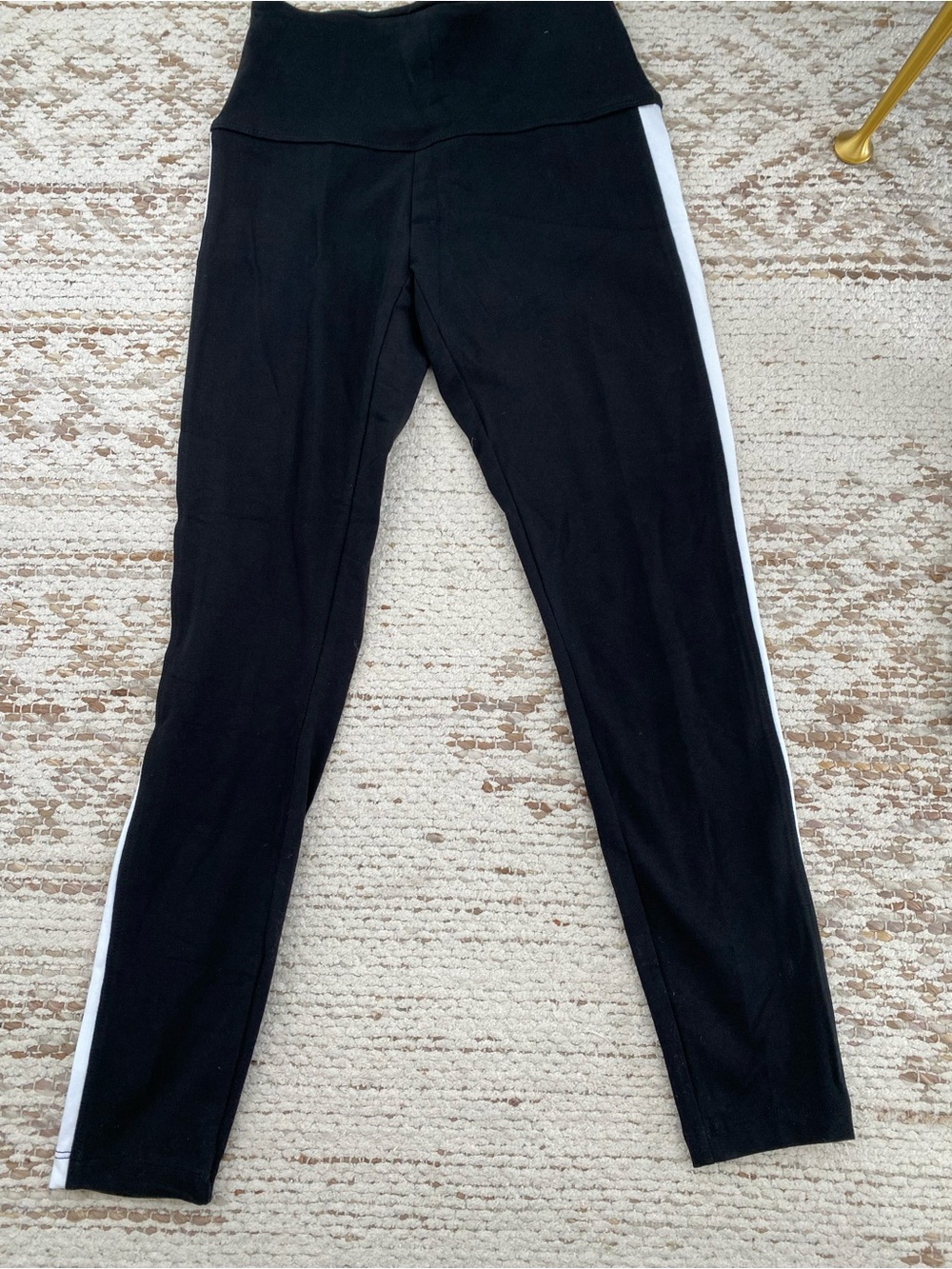 Victoria's Secret Black Leggings with White Side Stripe